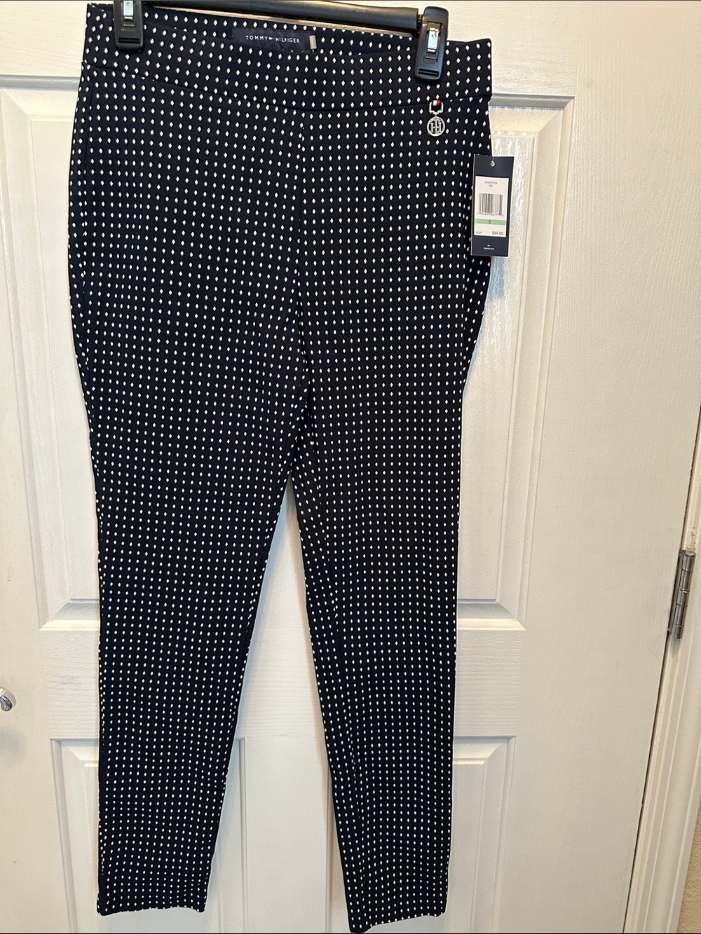 Tommy Hilfiger Navy Skinny Pants with White Dot Print